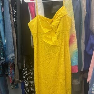 Trina Turk Elegant Yellow Dress with Bow Detail